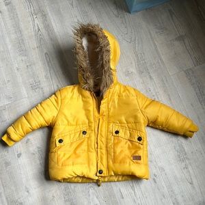 7 for all mankind yellow zip up winter coat 18 months